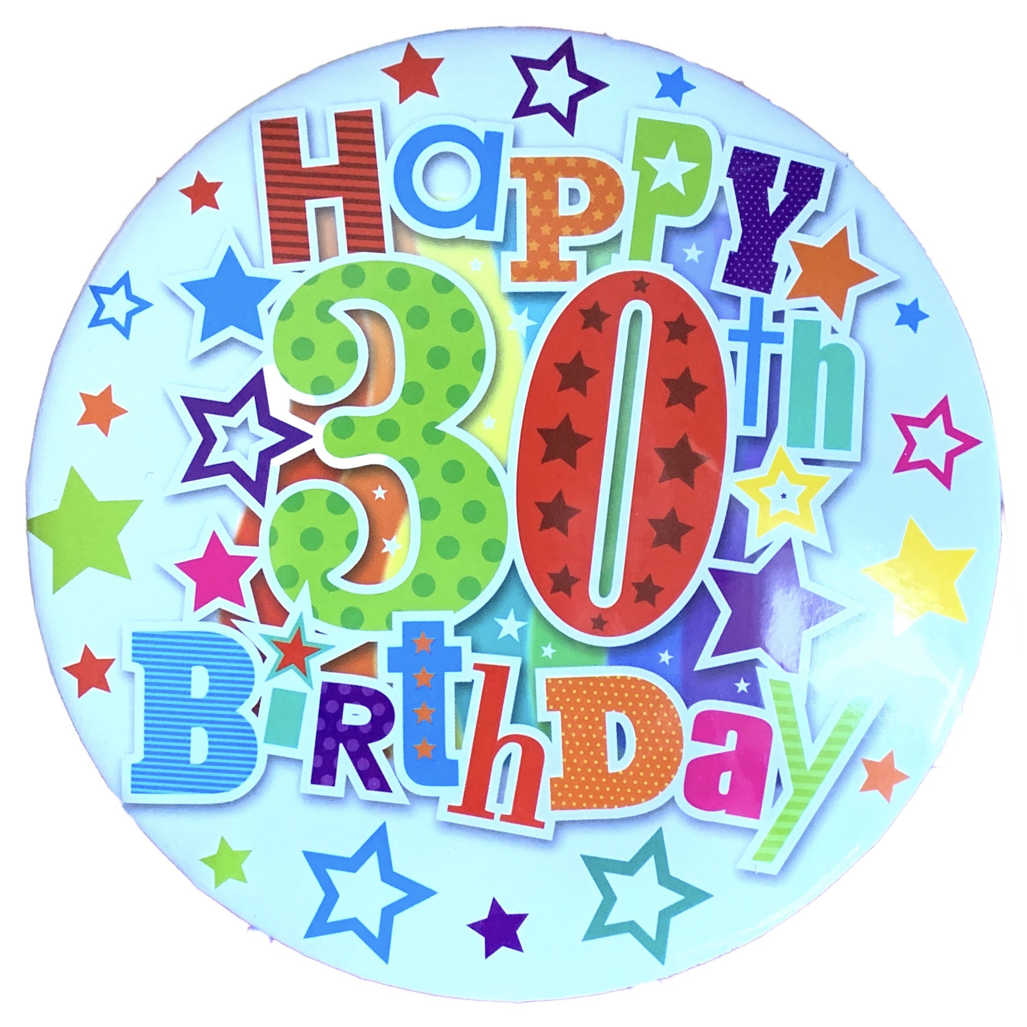 30th Birthday Multi Stars Jumbo Badge – Nicole's Cards & Gifts Limited