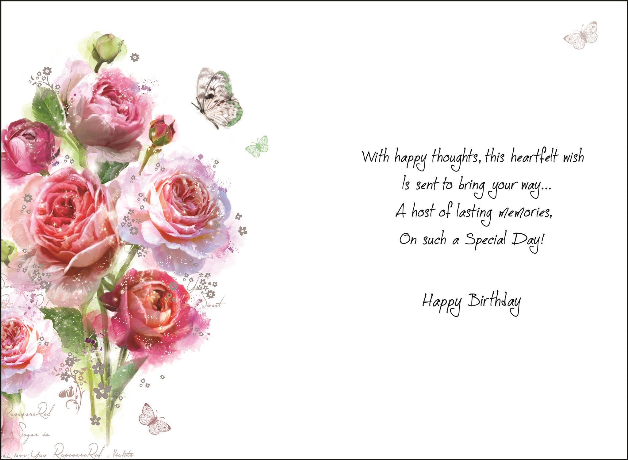 Inside of Birthday Wishes Rose Greetings Card